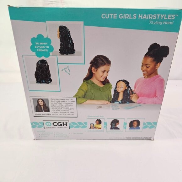 Cute Girls Hairstyles Styling Head Black with Blue Streaks 20 Piece Set NEW! - Picture 14 of 15